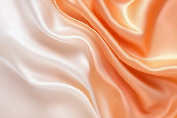 Fototapeta premium Silk fabric in soft orange and white hues.