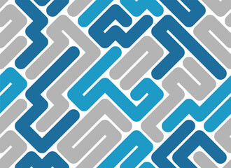 Labyrinth geometric vector seamless pattern, vector abstract background of a logic maze, rectangle lines geometrical endless wallpaper design.