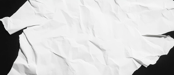 Highly detailed crumpled paper texture with space for text against a black background