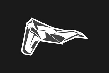 American cold war jet fighter plane vector illustration. simple aircraft logo, military equipment.