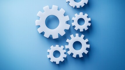 Abstract Gears and Cogs on a Light Blue Background