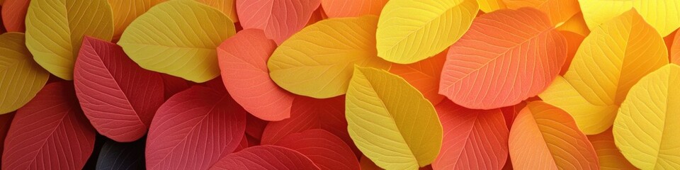 Obraz premium A close-up shot of variously colored autumn leaves, perfect for use in designs related to fall, nature, or seasonal themes