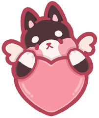 cute dog cupid with heart frame for Valentine's Day