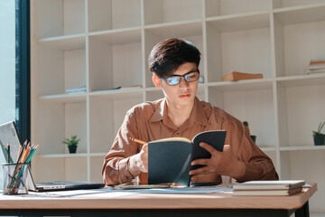 Businessmen analyzing data office portrait bright focus