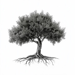 Tree With Root System Isolated on white Background