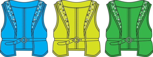 Stylish Sleeveless Denim Vest with Embellishments Fashion Design