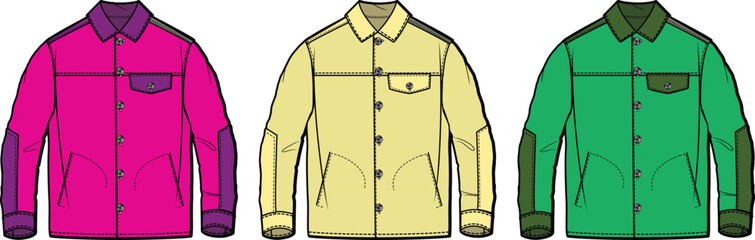Naklejka premium Fashion Illustration- Three Stylish Long-Sleeve Shirts Design