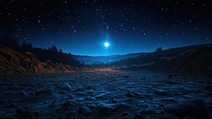 Starry Night Landscape, Hope, Night, Celestial, Serenity, Journey, Faith, Winter, Background, Rocky