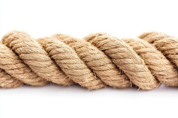 Fototapeta premium A close-up image of a rope on a white background, ideal for use in designs where texture and pattern are important