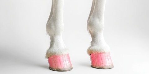 A detailed shot of a horse's leg and hooves
