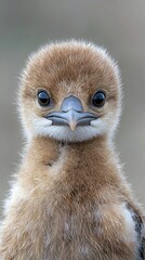 Fototapeta premium HD Phone Wallpaper Adorable Fluffy Baby Bird Closeup Brown Downy Chick Portrait