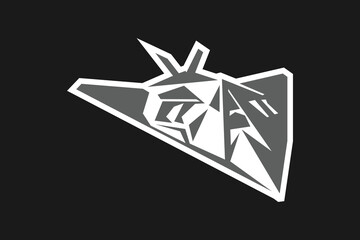 American cold war jet fighter plane vector illustration. simple aircraft logo, military equipment.