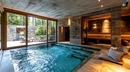 Tranquil Indoor Pool with Natural Lighting and Serene Ambiance