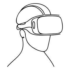 One continuous line drawing of glasses of virtual reality. Virtual game concept. Single line draw design vector graphic illustration.