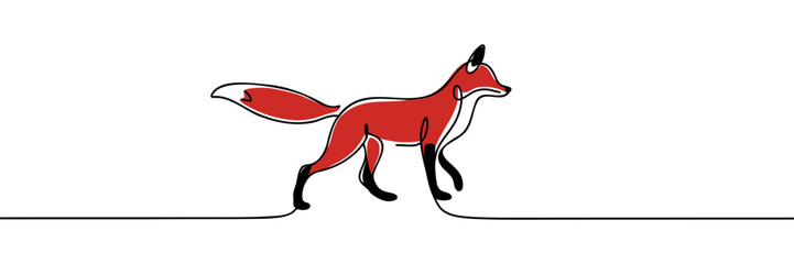 Fox continuous one line drawing vector illustration