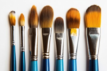 Fototapeta premium A collection of paint brushes lying on a surface, ideal for illustrations and design projects