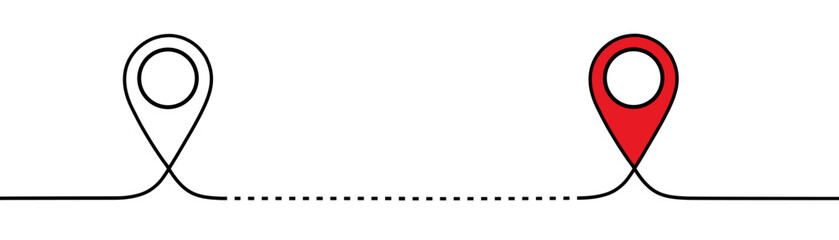 Location pins, geotag sign line continuous drawing vector. One line Location pins, geotag vector background. Location pin, geotag icon. Continuous outline of Location pin, geotag. Linear Locations pin