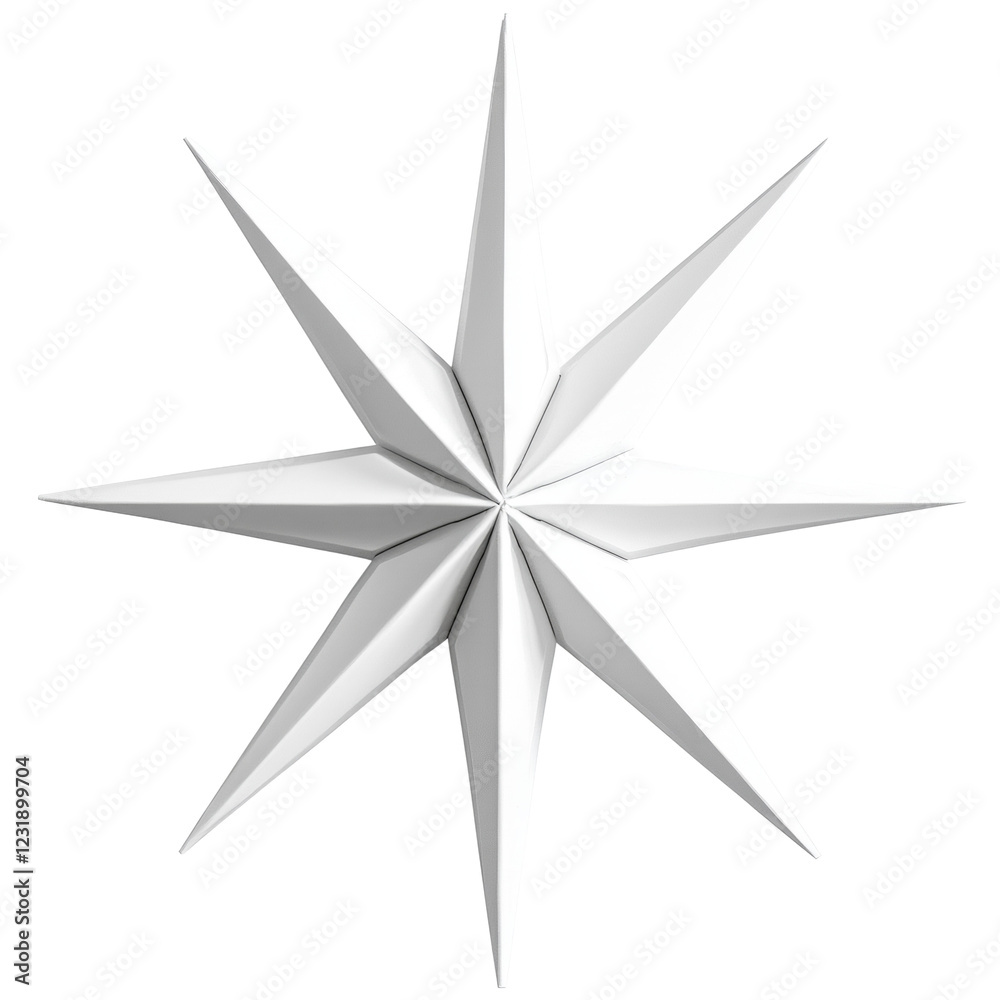 Aufkleber the image shows a digitally rendered ten-pointed star with a clean white design against a black back