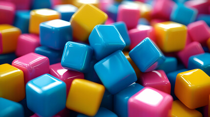 Obraz premium Colorful cubes background, abstract design, 3D render