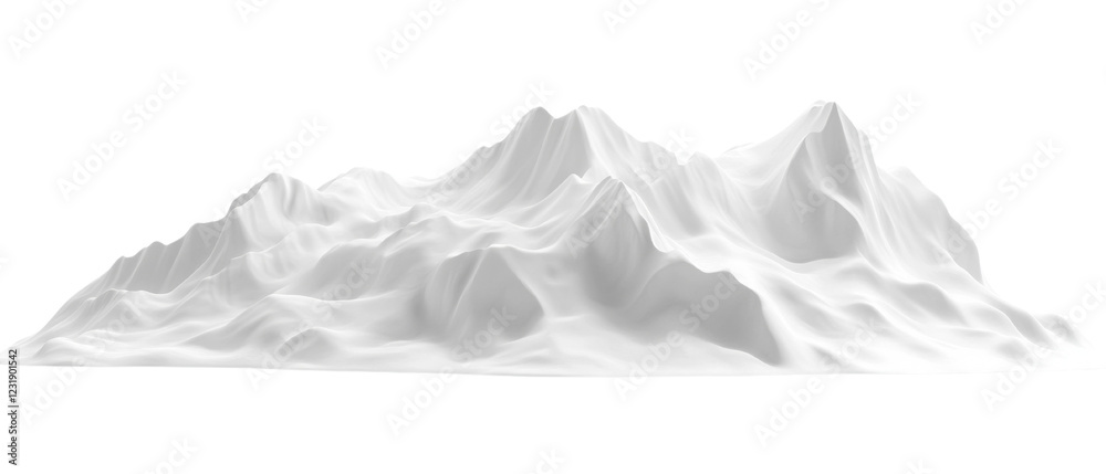 Aufkleber a digitally rendered image depicts an abstract white mountain range with smooth flowing curves and f