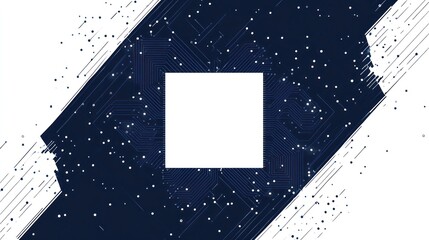 Abstract tech square frame, digital circuit background, future innovation, website banner