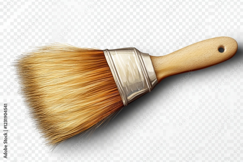 Poster high-quality paintbrush with wooden handle on a transparent background ideal for art and home improv