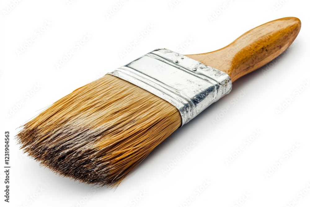 Aufkleber wide paintbrush with wooden handle on a white background for art and craft projects