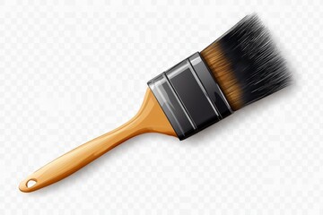 Brush for painting with a wooden handle and black bristles used in home improvement projects at various times