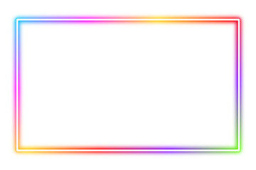 Colorful neon rectangle frame mockup isolated on transparent background