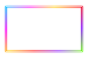 Colorful neon rectangle frame mockup isolated on transparent background