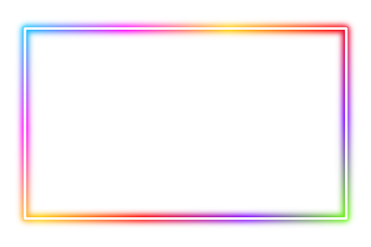 Colorful neon rectangle frame mockup isolated on transparent background