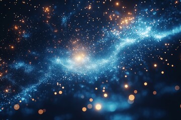 Fototapeta premium Vibrant depiction of a distant galaxy filled with stars and cosmic dust in deep space