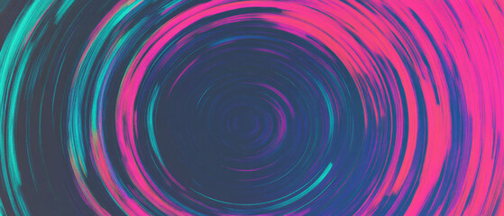 Vibrant neon circle texture with continuous loop against a black background