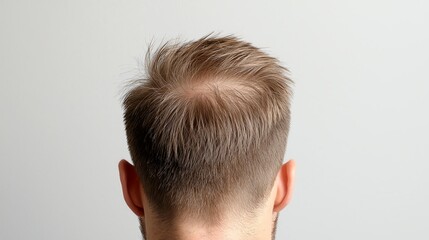 Close-up view of the back of a person's head showcasing a neat, modern hairstyle for a haircut or grooming concept.