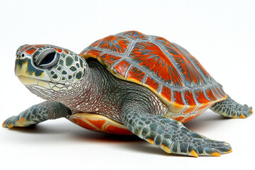 Obraz premium Vibrant sea turtle, intricate shell patterns, close-up view.