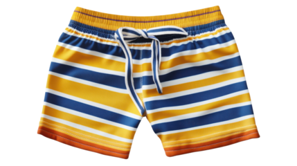 Child's striped swim shorts isolated on transparent background