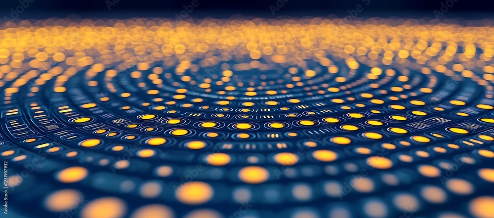 Poster abstract digital network with illuminated nodes and circuitry