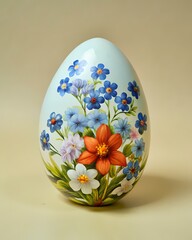 Colorful decorative Easter egg with floral pattern in a soft light setting