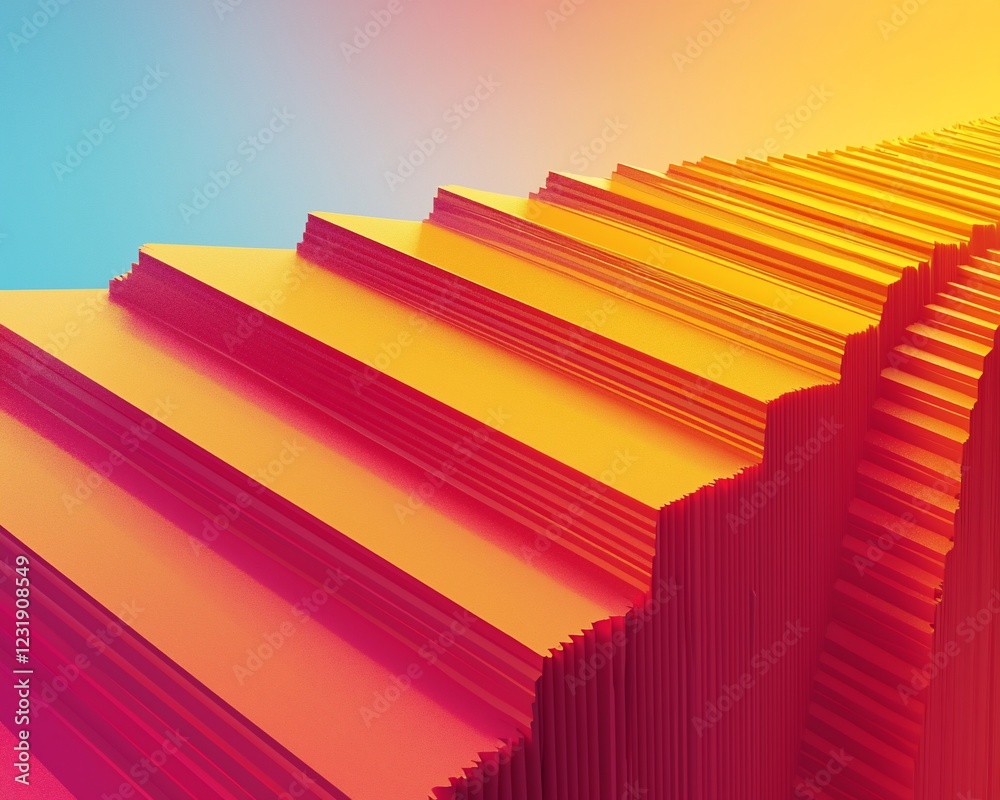 Poster abstract vibrant gradient staircase ascending towards light.