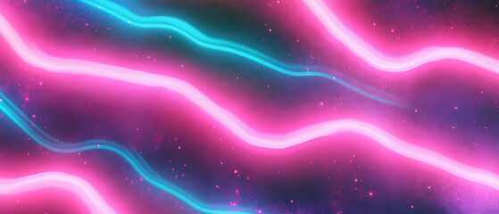 Flickering neon lights create a vintage atmosphere against a dark backdrop