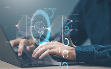 Tech ai analyzing data. Technology artificial intelligence analysis.
