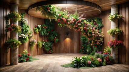A Serene Indoor Garden Oasis with Abundant Blossoms and Lush Greenery, Perfect for Relaxation and Contemplation
