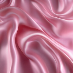 Pink silk satin background. Soft wavy folds on the fabric. Wedding, anniversary, valentine, love, tender, holiday, celebration, card. Beautiful pink abstract background with copy space for your design