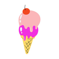 Ice cream cone with cherry