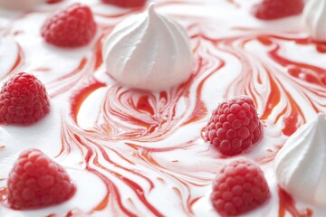 Fresh raspberries on top of a sweet treat