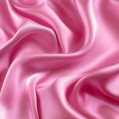 Obraz premium Pink silk satin background. Soft wavy folds on the fabric. Wedding, anniversary, valentine, love, tender, holiday, celebration, card. Beautiful pink abstract background with copy space for your design