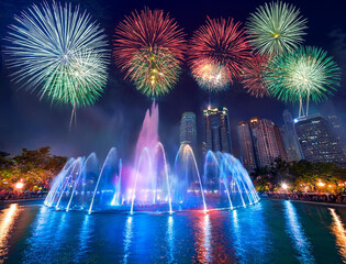 Generated image　花火と噴水のイルミネーション