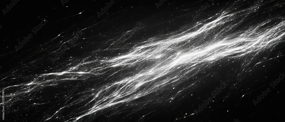 Poster partially transparent spark layers create a dynamic texture against a dark background