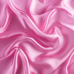 Obraz premium Pink silk satin background. Soft wavy folds on the fabric. Wedding, anniversary, valentine, love, tender, holiday, celebration, card. Beautiful pink abstract background with copy space for your design