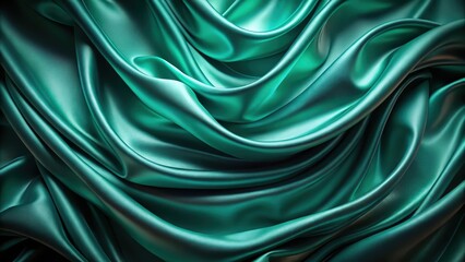 Fototapeta premium Draped Teal Silk Fabric Background Texture Luxurious Smooth Waves and Gentle Folds